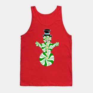 Minty Green and White Spearmint Snowman Tank Top